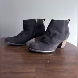 Lands End Women’s Harris High Heel Ankle Bootie Side Zip Brown Suede 9.5